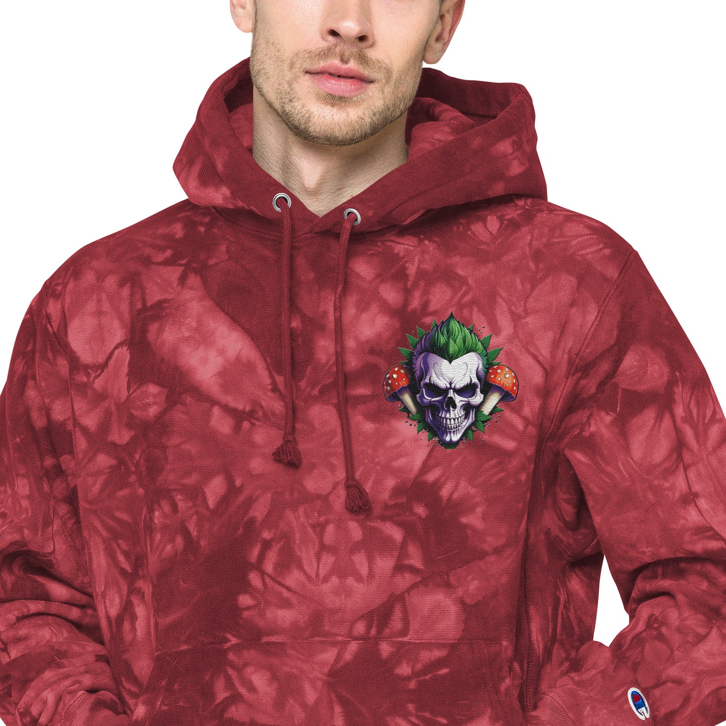 Unisex Mushroom Skull Design Champion tie-dye hoodie