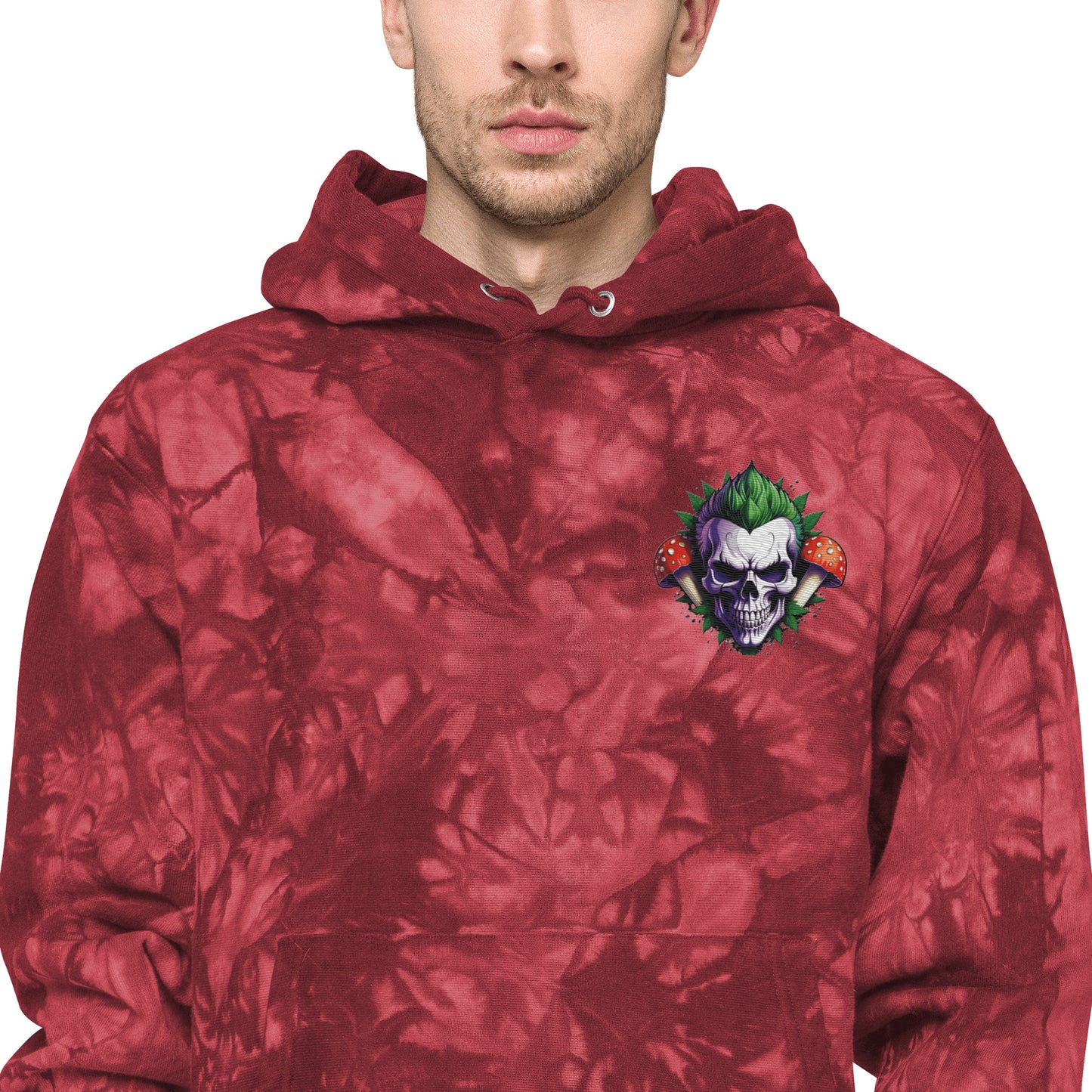 Unisex Mushroom Skull Design Champion tie-dye hoodie