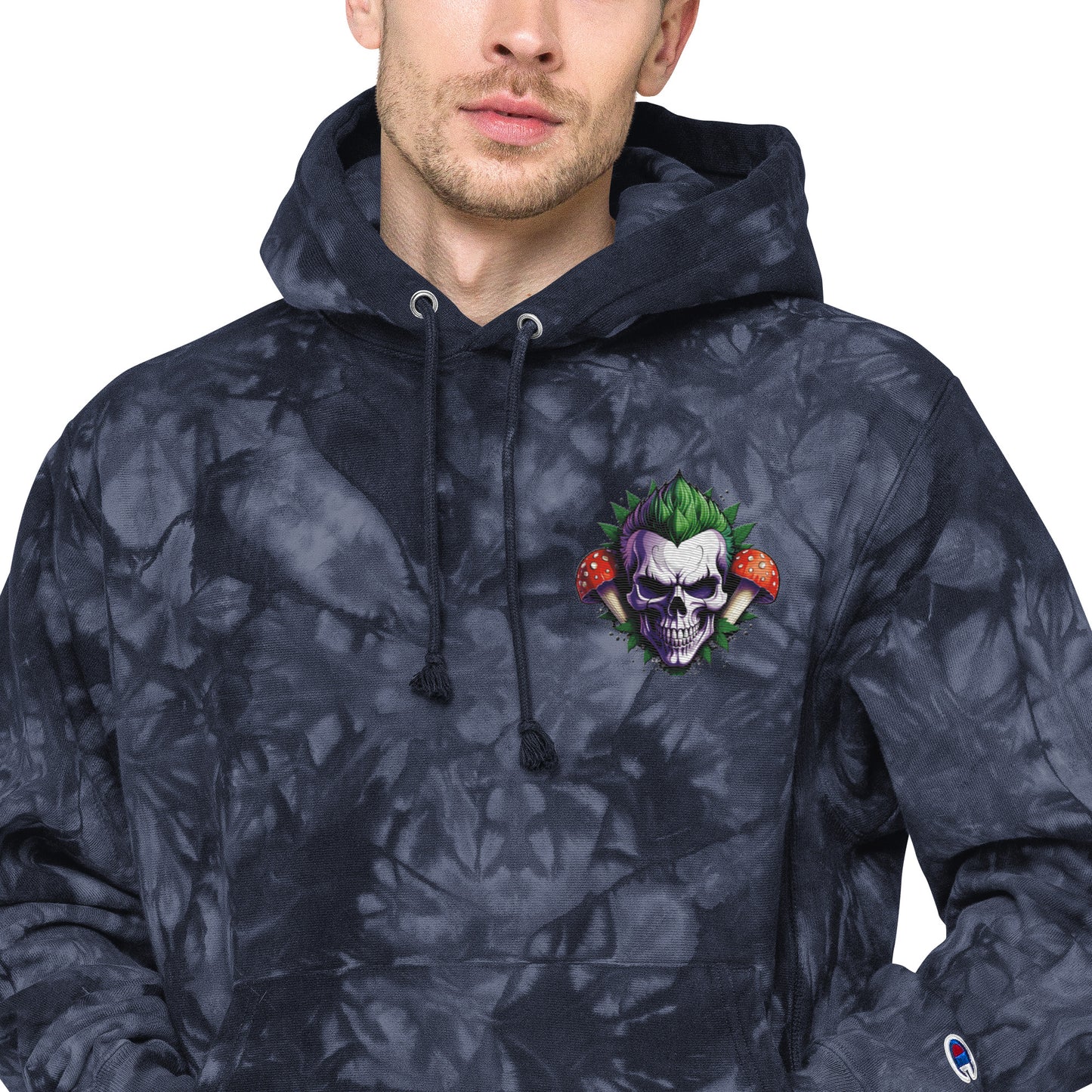 Unisex Mushroom Skull Design Champion tie-dye hoodie