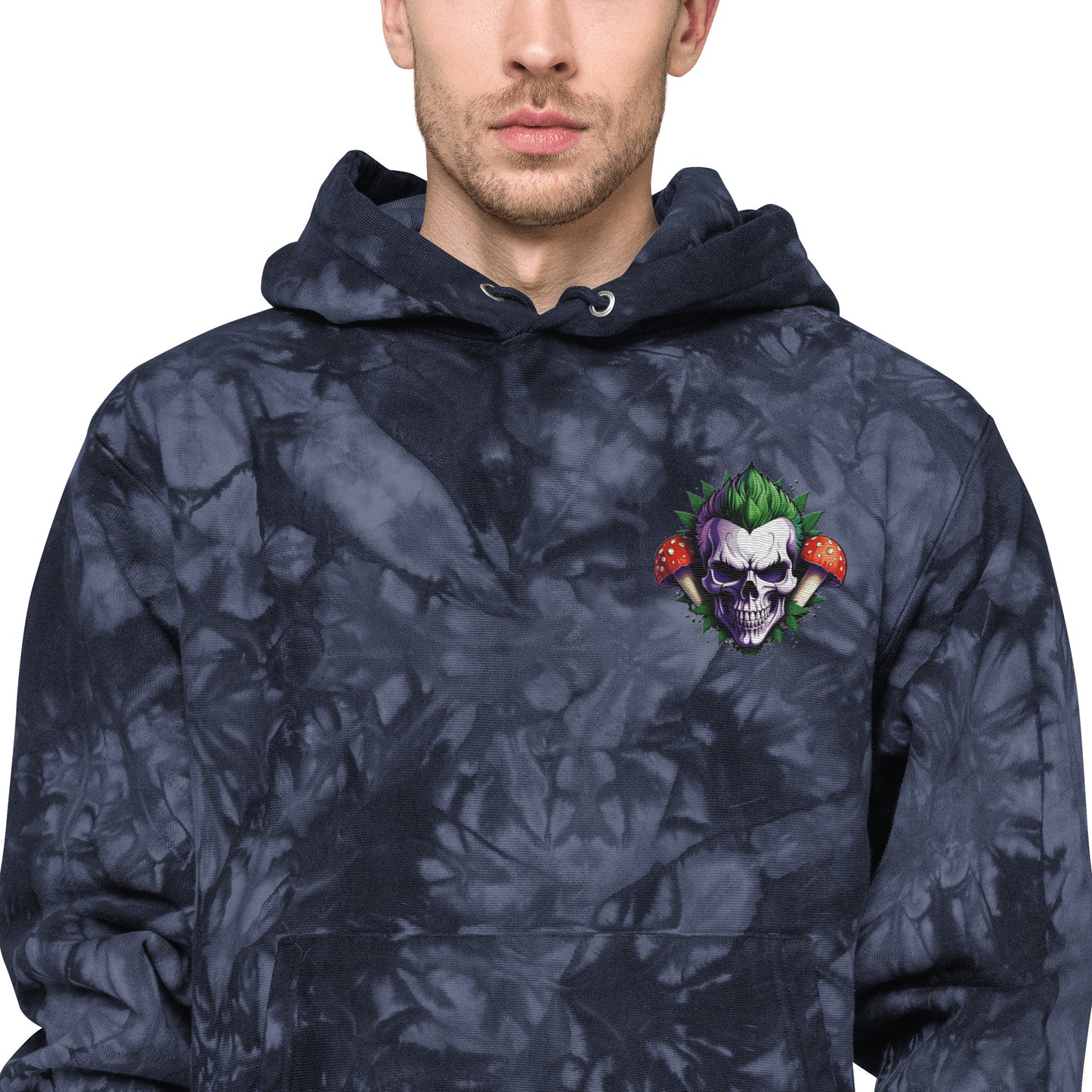 Unisex Mushroom Skull Design Champion tie-dye hoodie