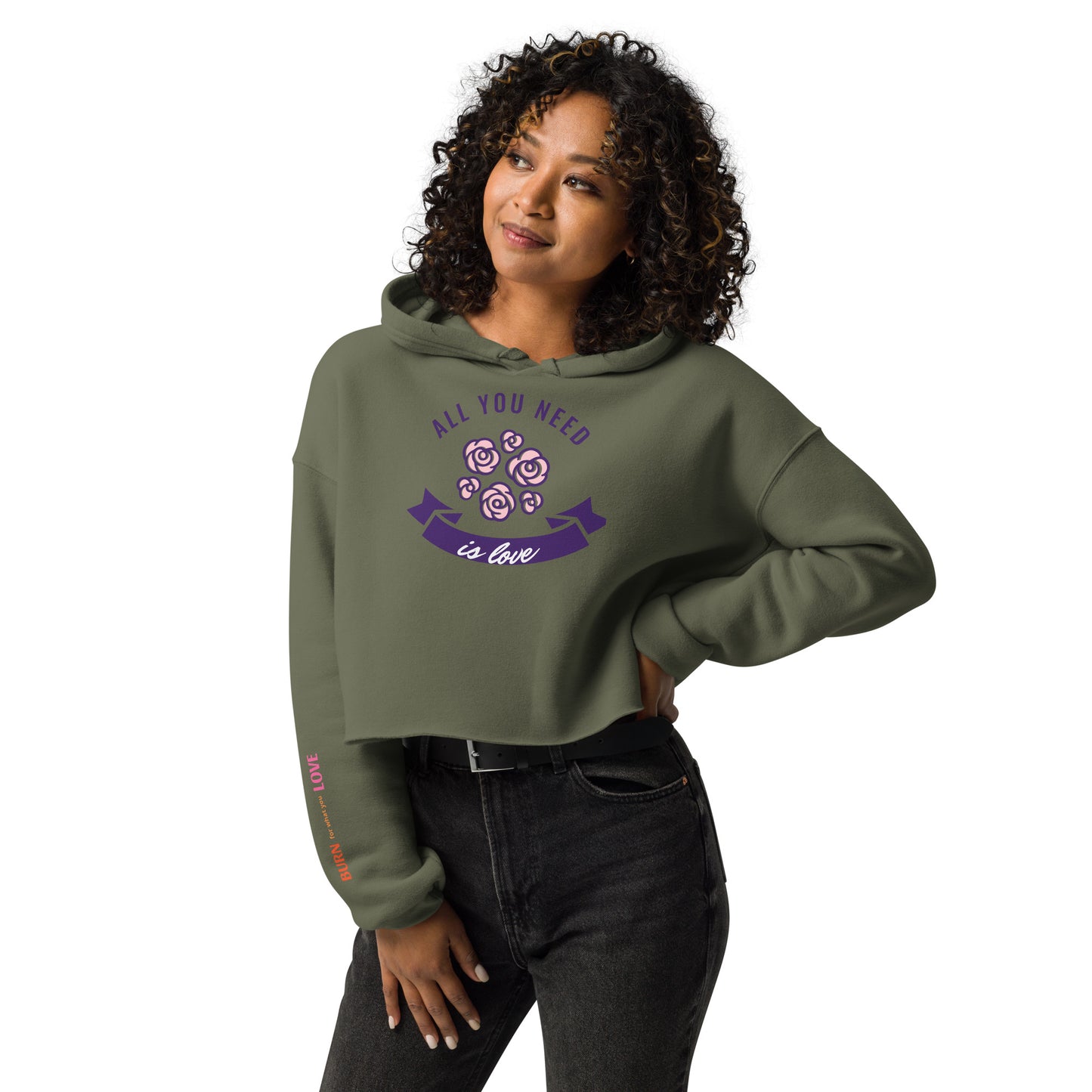 Positive Love Affirmation Women's Crop Hoodie